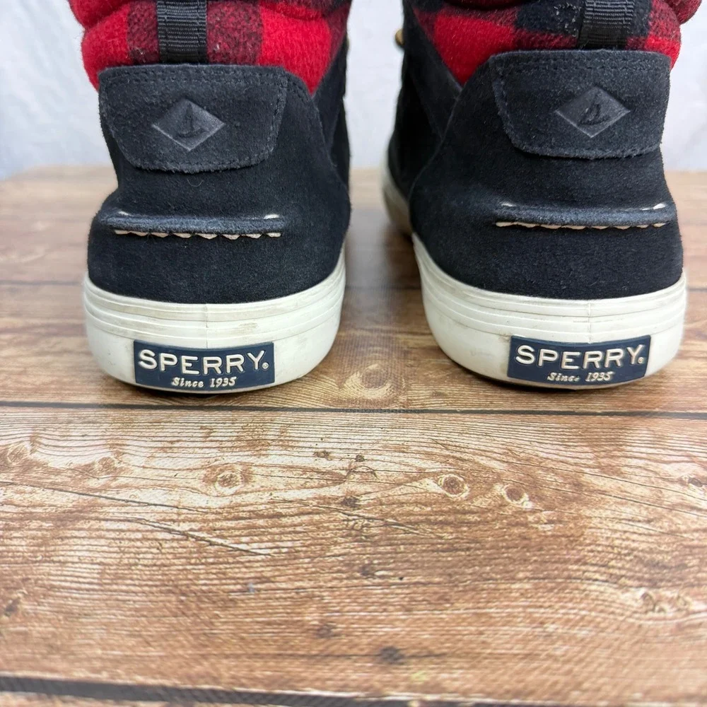 Sperry Mens 11 Black Suede Sneaker Boots Buffalo Plaid High Top Gorpcore Utility